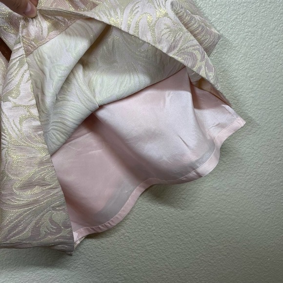 Eliza J Cocktail Knee Length Dress Metallic‎ Gold/Pink Paisley Size 2 - Picture 9 of 16